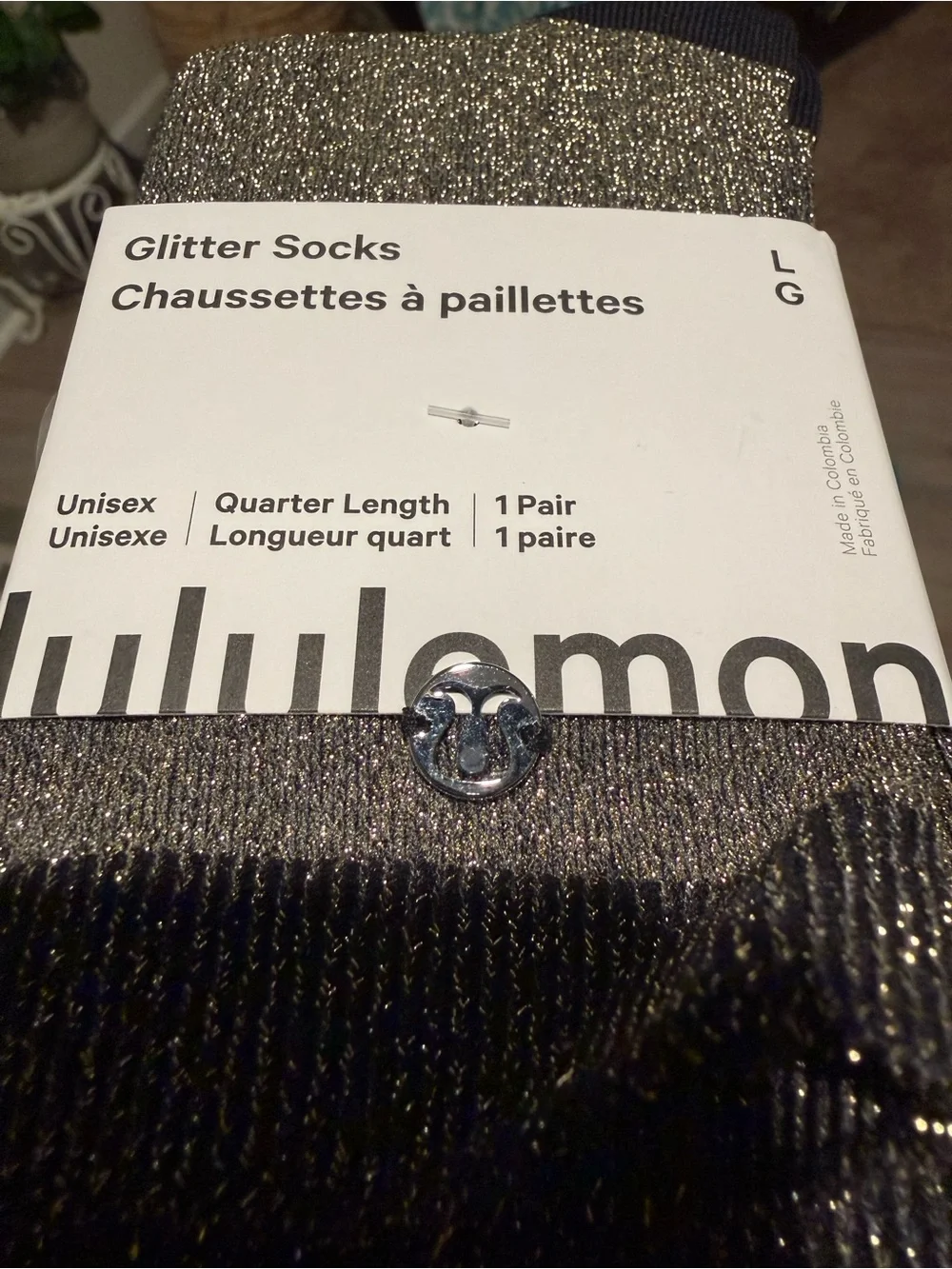 lululemon athletica Metallic Glitter Quarter Socks - Black/Gold